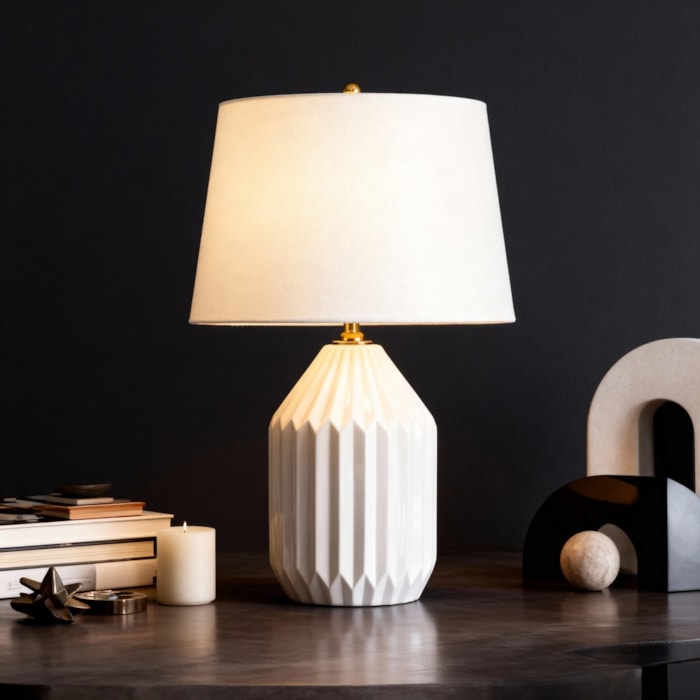 Abajur Cerâmica Celeste Off-White - 57cm - Madel Home