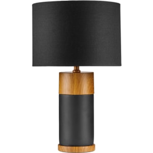 Abajur Cimento e Madeira Náli Preto - 54cm