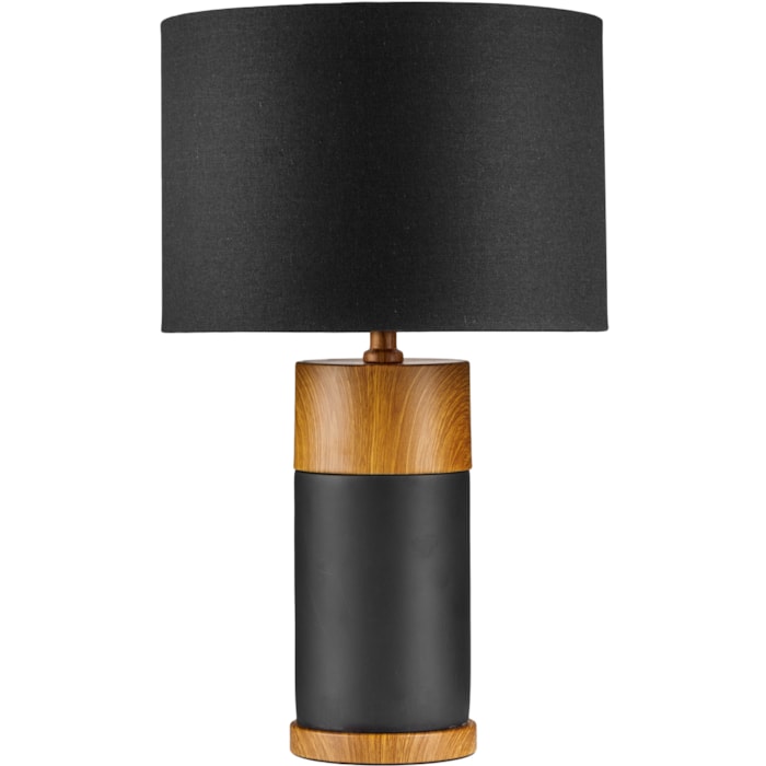 Abajur Cimento e Madeira Náli Preto - 54cm - Madel Home
