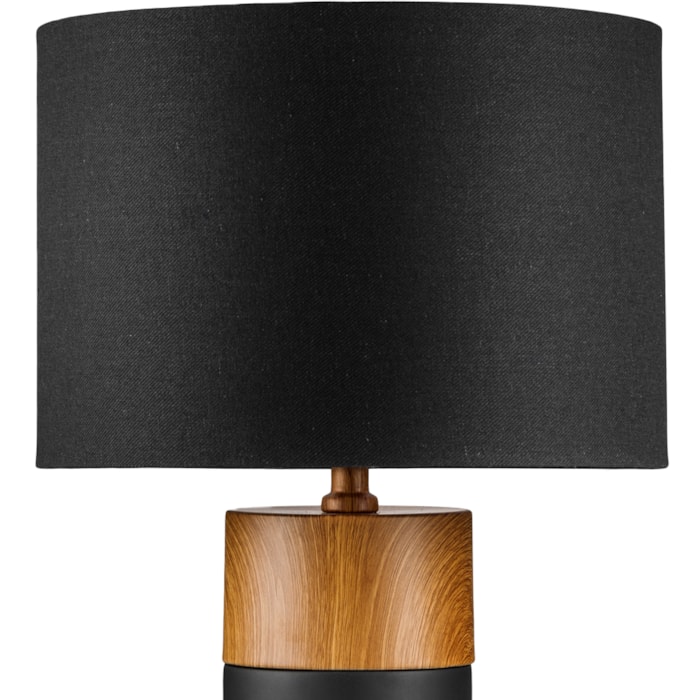 Abajur Cimento e Madeira Náli Preto - 54cm - Madel Home