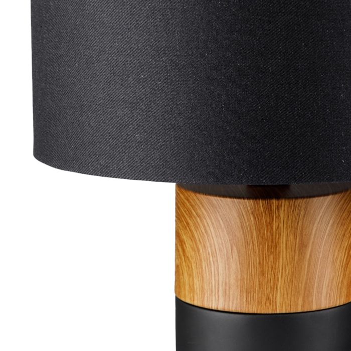 Abajur Cimento e Madeira Náli Preto - 54cm - Madel Home