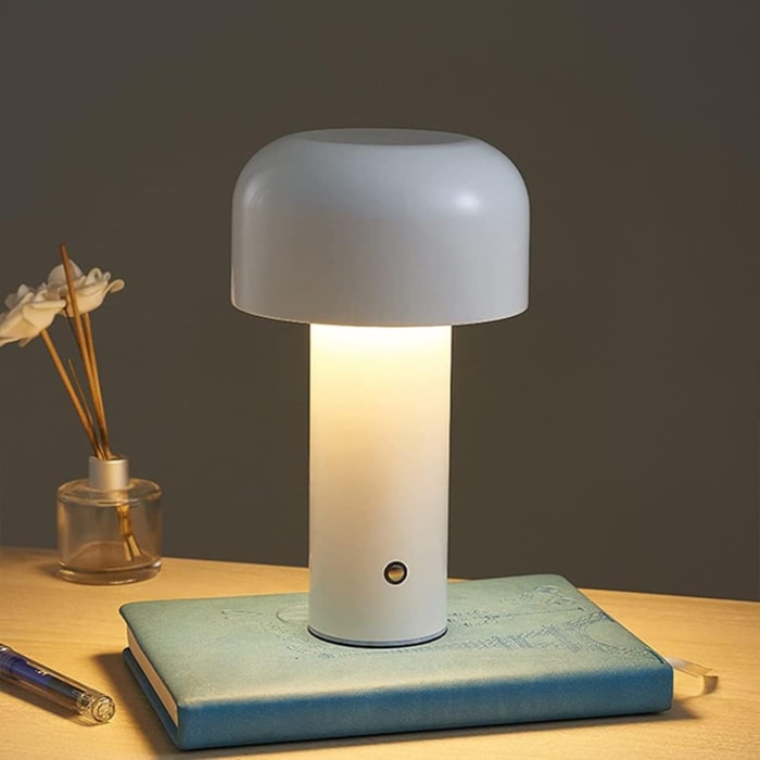 Abajur Cogumelo Metal Branco LED 3W - 31cm - Madel Home
