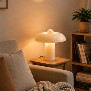 Abajur de Resina Luméa Creme LED 5W - 34cm
