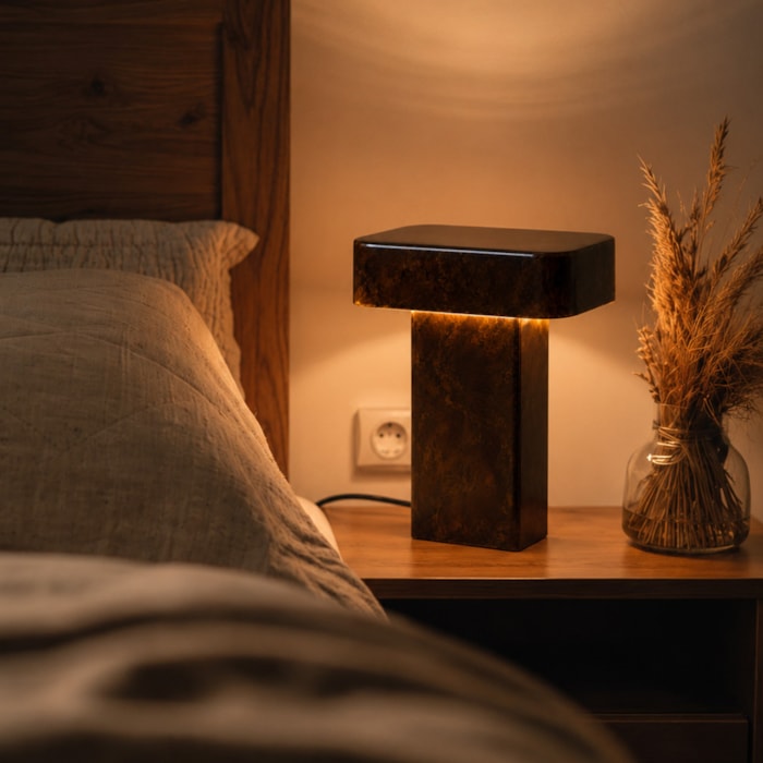 Abajur de Resina Monolyt Marrom LED 5W - 38cm - Madel Home
