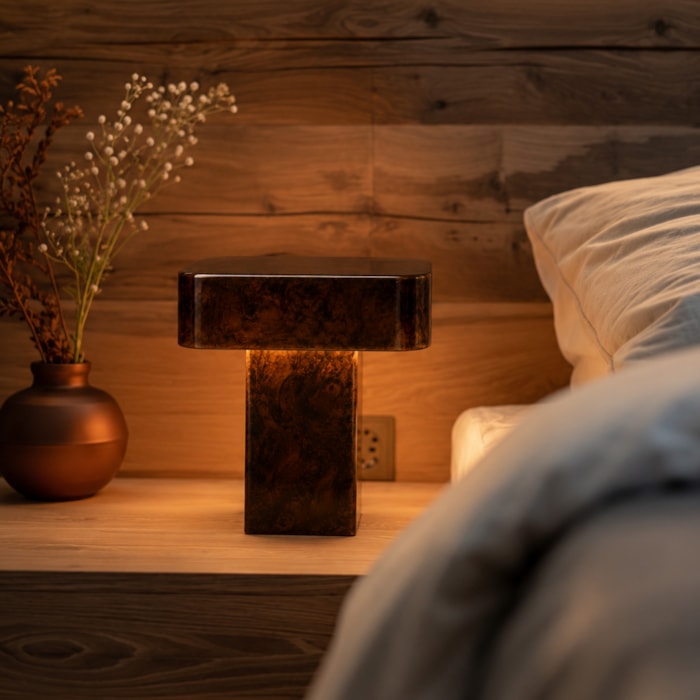 Abajur de Resina Monolyt Marrom LED 5W - 40cm - Madel Home
