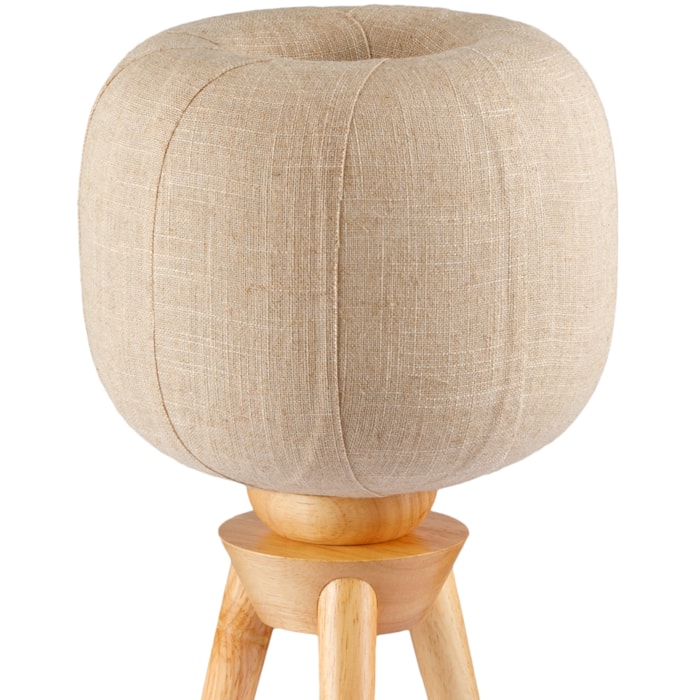 Abajur Madeira e Linho Nina Bege - 44cm - Madel Home