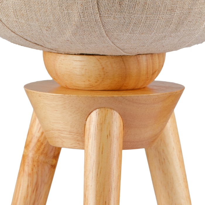 Abajur Madeira e Linho Nina Bege - 44cm - Madel Home