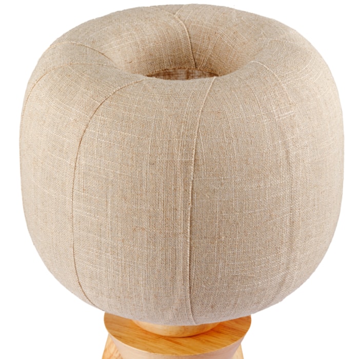 Abajur Madeira e Linho Nina Bege - 44cm - Madel Home