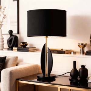 Abajur Madeira Lina Preto - 77cm 