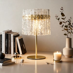 Abajur Metal e Vidro Solina Dourado - 55cm