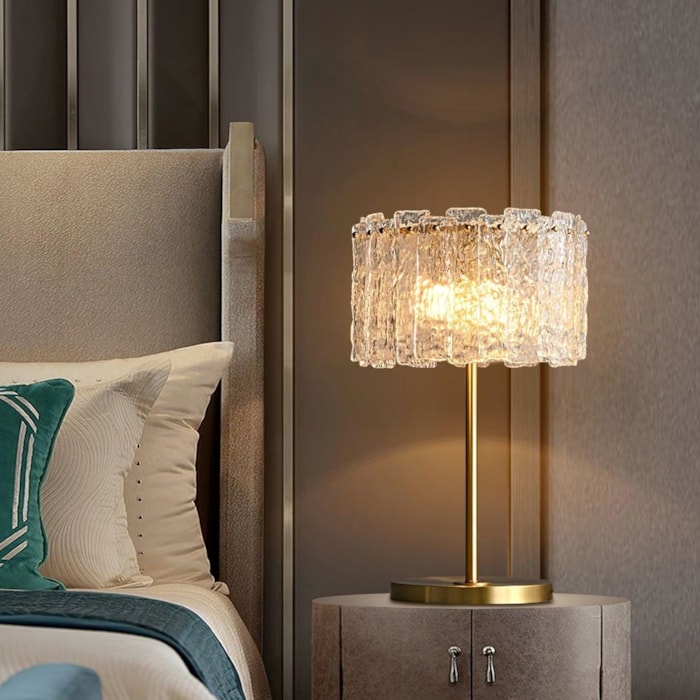 Abajur Metal e Vidro Solina Dourado - 55cm - Madel Home