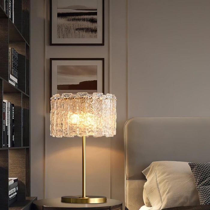 Abajur Metal e Vidro Solina Dourado - 55cm - Madel Home