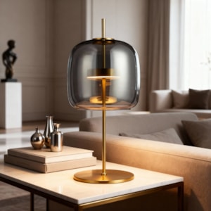 Abajur Metal Fumê Mia Dourado - 56cm 