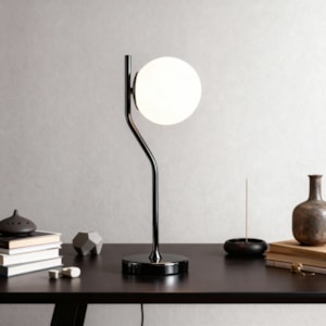 Abajur Metal Naila Cromo Negro - 49cm 