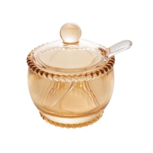 Açucareiro em Cristal com Colher Âmbar Pearl Wolff - 11cm