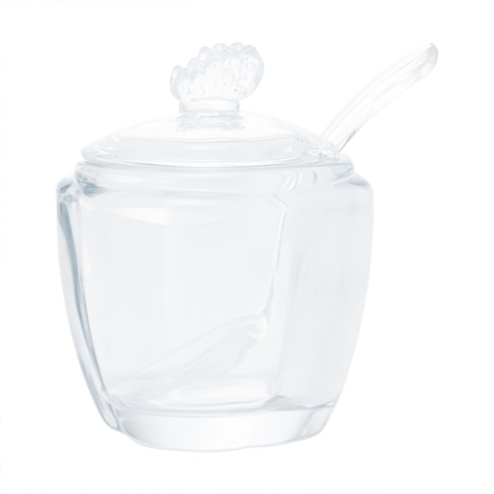 Açucareiro em Cristal com Colher Transparente Butterfly Wolff - 11cm - Madel Home