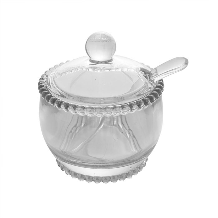 Açucareiro em Cristal com Colher Transparente Pearl Wolff - 11cm - Madel Home
