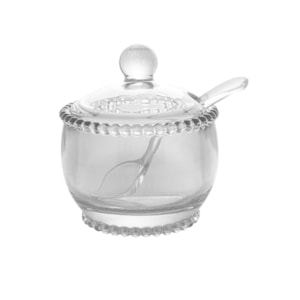 Açucareiro em Cristal com Colher Transparente Pearl Wolff - 11cm