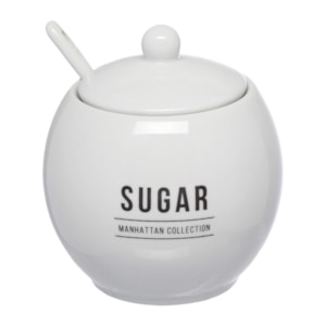 Açucareiro em Porcelana com Colher Branco Manhattan - 10cm