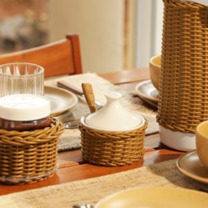 Açucareiro em Vime com Colher Caramelo Itacaré - 9cm