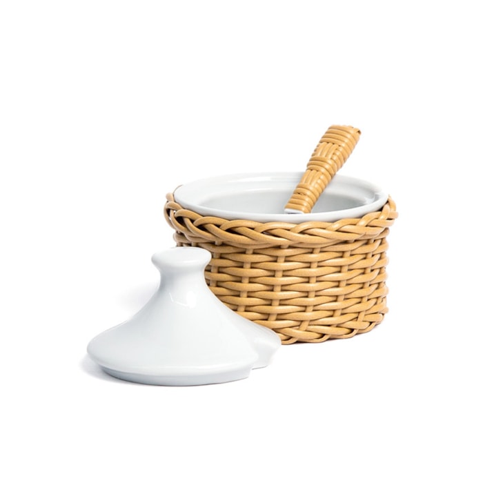 Açucareiro em Vime com Colher Caramelo Itacaré - 9cm - Madel Home