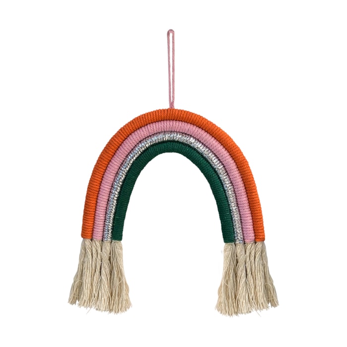 Adorno de Tecido Algodão Arco-Íris Prata - 25cm - Madel Home