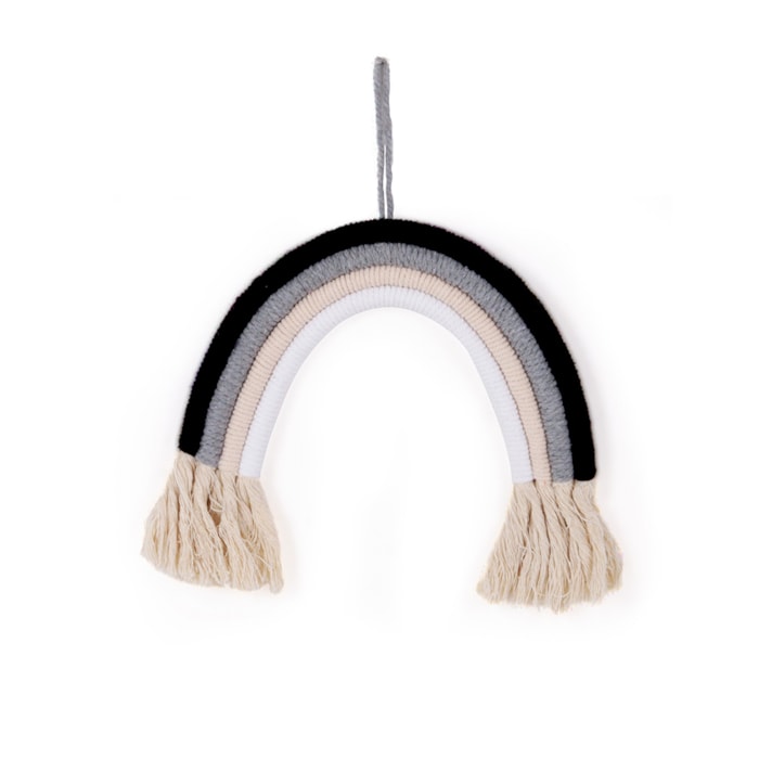 Adorno de Tecido Algodão Arco-Íris Preto e Branco - 25cm - Madel Home