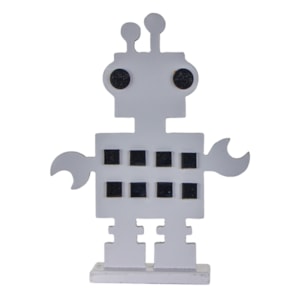 Adorno Robô Mãozinhas Madeira Cinza - 21cm
