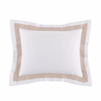 Almofada 100% Algodão Egípcio 300 Fios Branco/Rose Vercelli Trussardi - 30x40cm