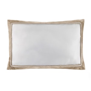 Almofada Cetim 300 Fios Valestro Branco/Nocciola Trussardi - 40x60cm