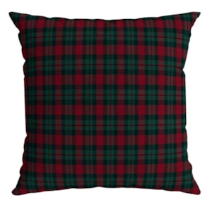 Almofada Decorativa de Natal em Veludo Xadrez Verde e Vermelho 43x43cm