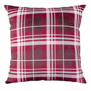 Almofada Decorativa de Natal em Veludo Xadrez Vermelho 50x50cm