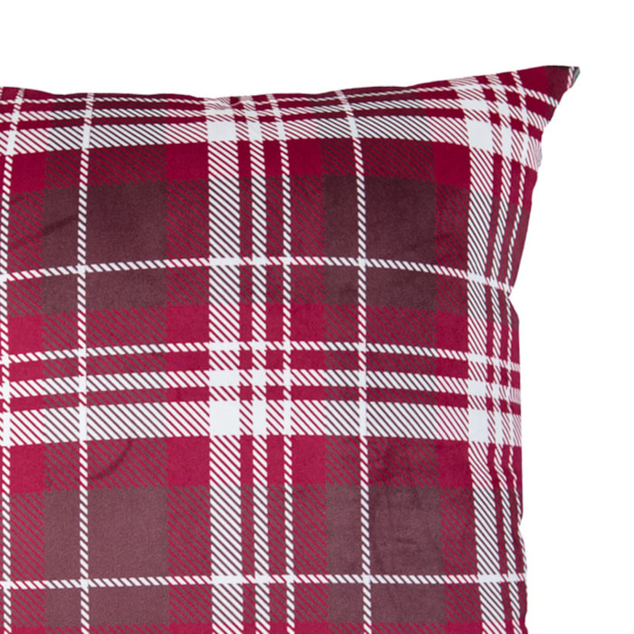 Almofada Decorativa de Natal em Veludo Xadrez Vermelho 50x50cm - Madel Home