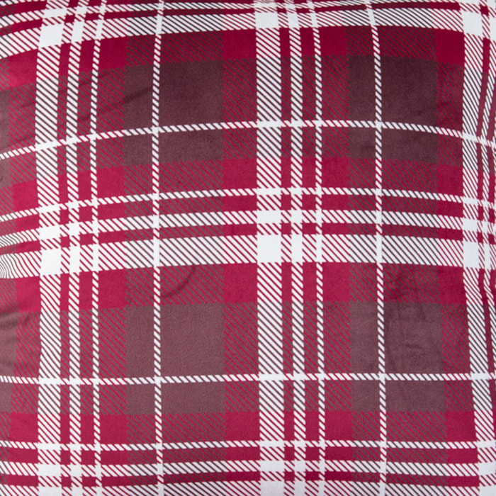 Almofada Decorativa de Natal em Veludo Xadrez Vermelho 50x50cm - Madel Home