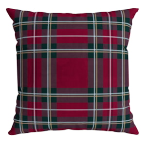 Almofada Decorativa de Natal em Veludo Xadrez Vermelho e Verde 50x50cm