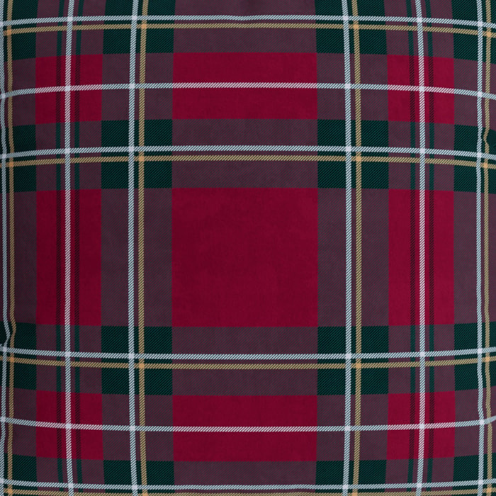 Almofada Decorativa de Natal em Veludo Xadrez Vermelho e Verde 50x50cm - Madel Home