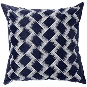 Almofada Decorativa Veludo Alga Azul Marinho/Branco