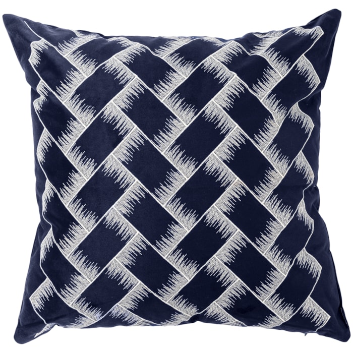 Almofada Decorativa Veludo Alga Azul Marinho/Branco - Madel Home