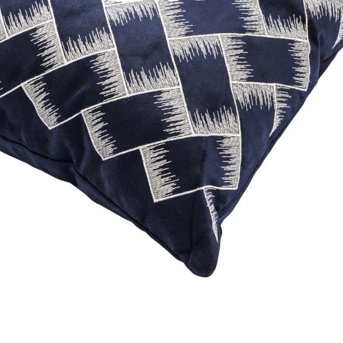 Almofada Decorativa Veludo Alga Azul Marinho/Branco - Madel Home