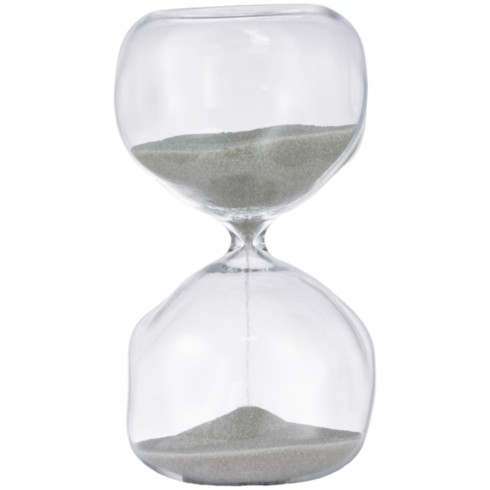 Ampulheta 15 Minutos em Vidro Transparente Areia Cinza - Madel Home