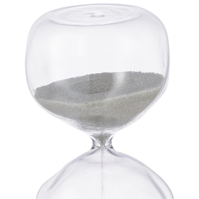 Ampulheta 15 Minutos em Vidro Transparente Areia Cinza - Madel Home