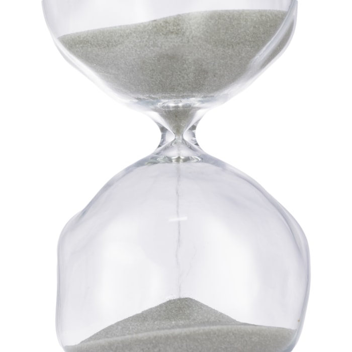 Ampulheta 15 Minutos em Vidro Transparente Areia Cinza - Madel Home