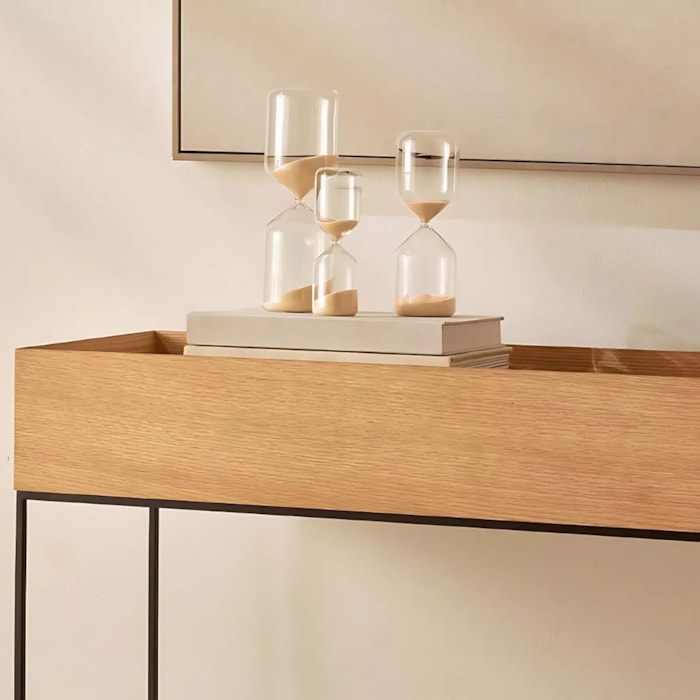 Ampulheta 15 Minutos em Vidro Transparente com Areia Bege - Madel Home
