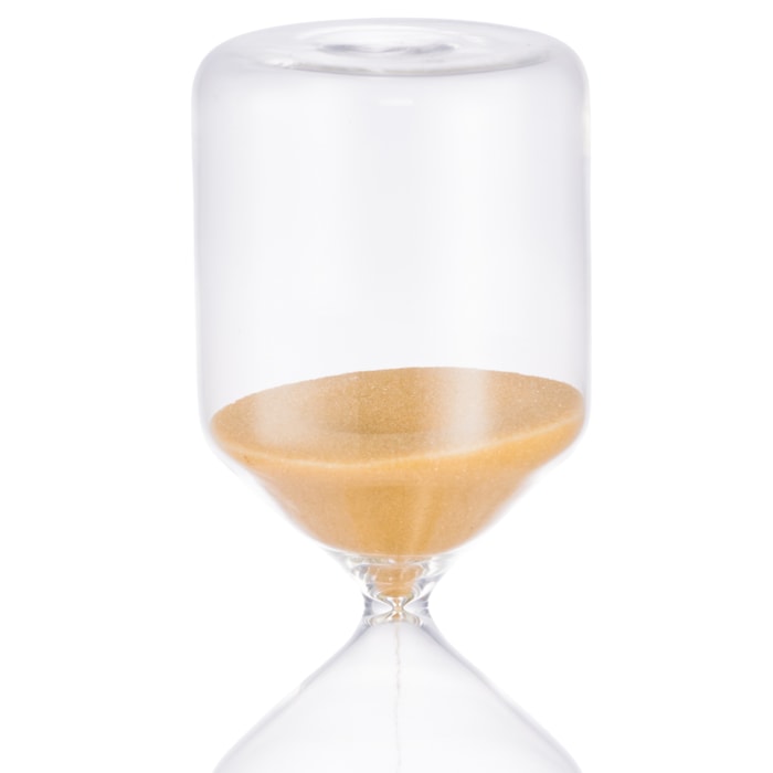 Ampulheta 15 Minutos em Vidro Transparente com Areia Bege - Madel Home