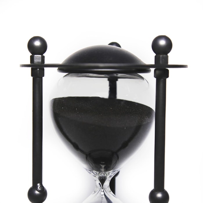 Ampulheta 30 minutos em Metal e Vidro Clear e Black - Madel Home