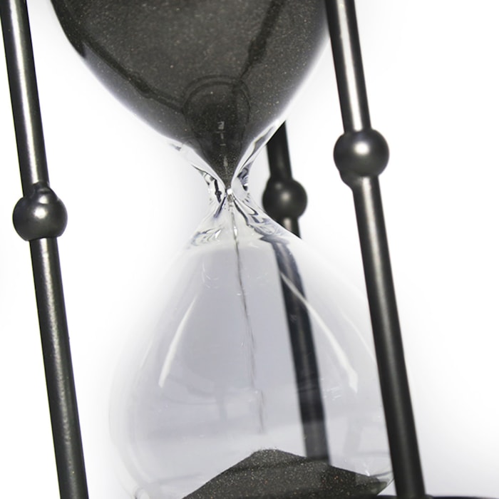Ampulheta 30 minutos em Metal e Vidro Clear e Black - Madel Home
