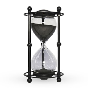 Ampulheta 30 minutos em Metal e Vidro Clear e Black