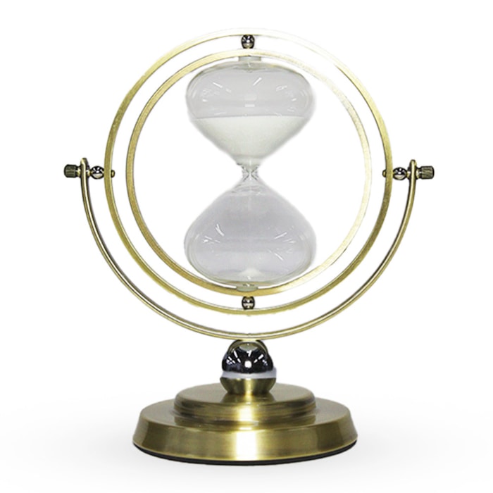 Ampulheta 30 Minutos Giratória Globo Dourado - Madel Home