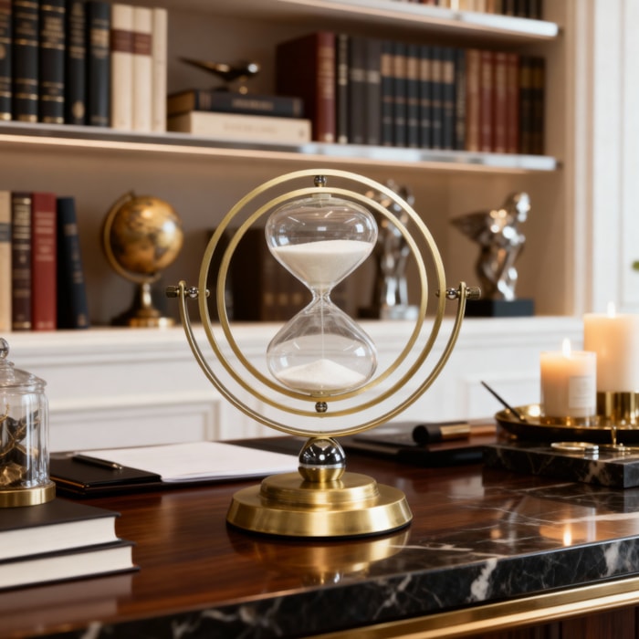 Ampulheta 30 Minutos Giratória Globo Dourado - Madel Home
