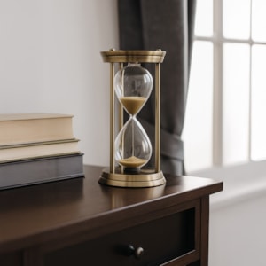 Ampulheta 60 Minutos em Vidro e Metal Raízes Bronze
